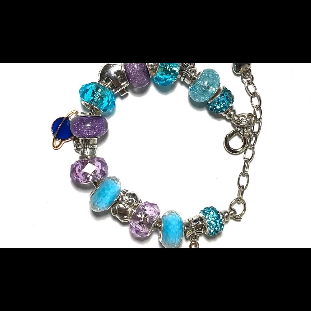 Sliver Love chain bracelets with charms